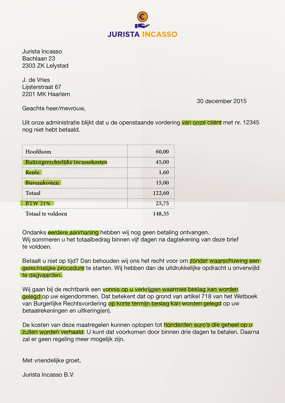 Verzakking Verhoog jezelf Likken Foute incassobrief | ACM.nl